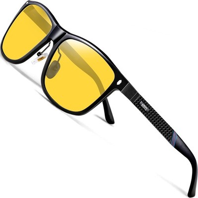 Nachtfahrbrille Herren Brille gelb rechteckig ALMG Metall Ultra...