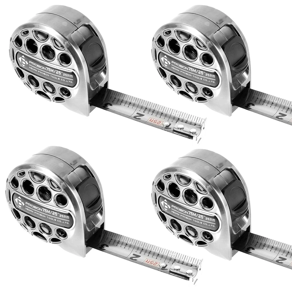 Durable Dual Sided 25FT Tape Measure - Portable Design with Clip & Carabiner - Image 3 of 4