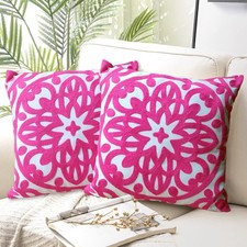 Embroidered Decorative Throw Pillow Covers 18"x18" Set of 2 Pieces, Cozy Chic...