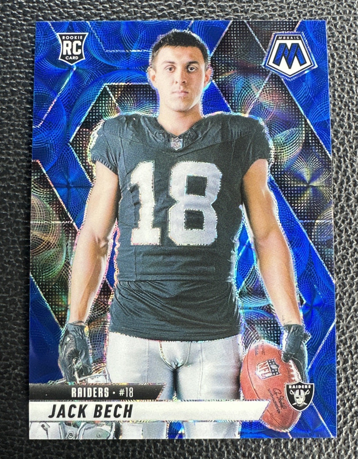 2025 Panini Mosaic Jack Bech Blue Scope Photo Variation Rookie SP #280 Raiders