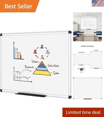Aluminum Framed 36x24 Whiteboard - Smooth Writing Surface, Easy Installation