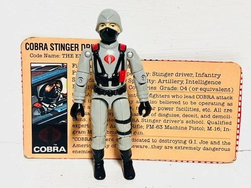 GI Joe 1984 Cobra Stinger Driver Complete File Card Clean Tight Hasbro ARAH
