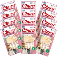 INABA Churu Tuna with Salmon Recipe Lickable Creamy Purée Cat Treats 48 Tubes