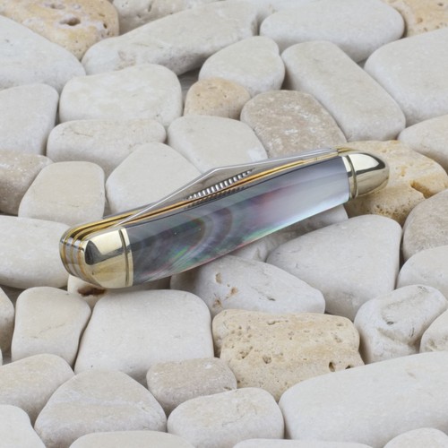 Queen City Black Pearl Peanut Pocket Knife Stainless Clip Pen Blades - Picture 5 of 6
