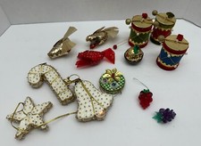 Vintage Sequin Bead Figural Christmas Ornaments Hand-Made from Kits Lot of 13