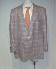 Kiton Custom Made Vicuna Blend Pale Purple Plaid Three Roll Two Sport Coat 52XL