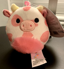 Squishmallows Evangelica Pink Cow Clip 3.5  Plush, VALENTINES Clip On Keychain