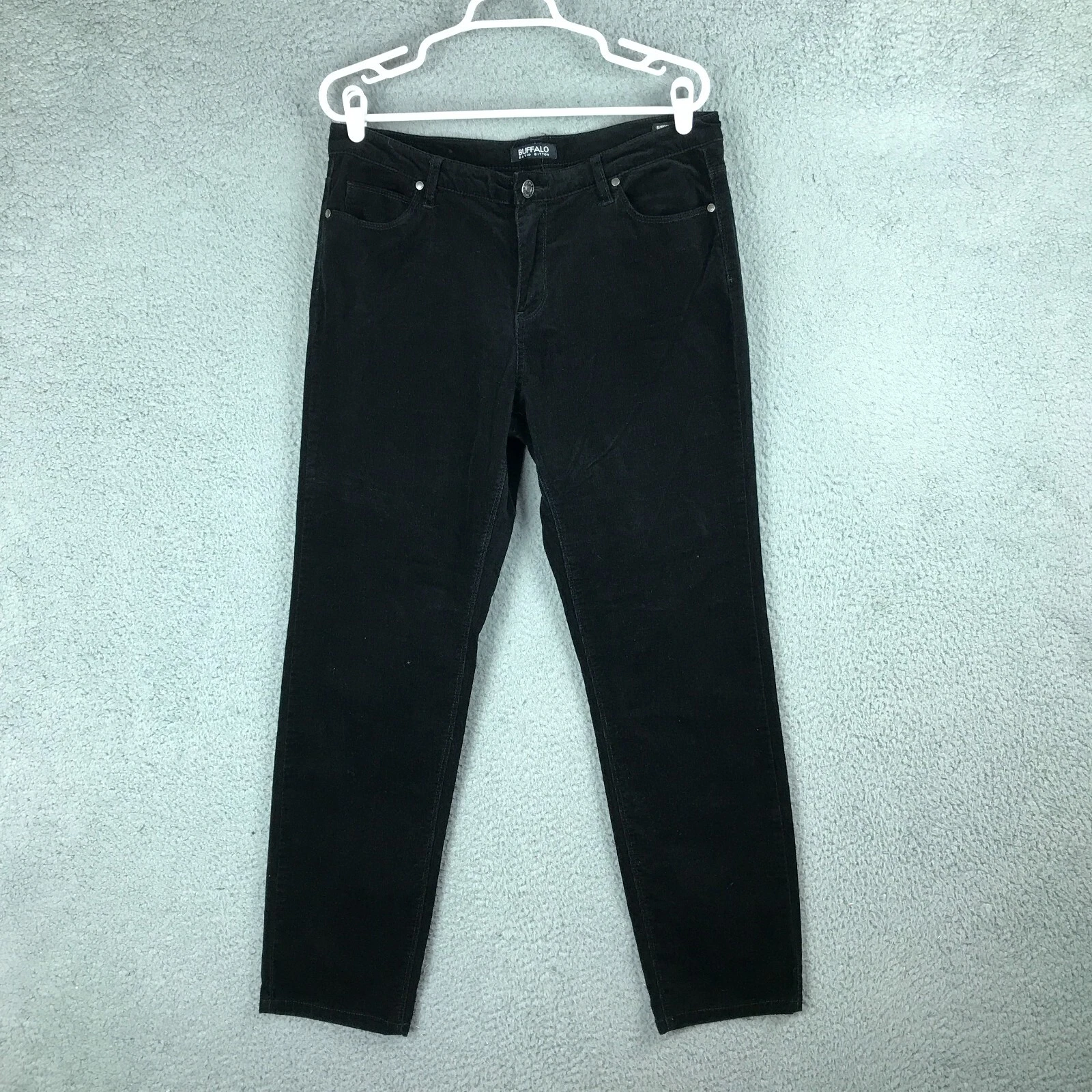 Jean noir Buffalo David Bitton Supreme taille moyenne skinny stretch velours côtelé 12