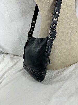 Genuine vintage COACH 1415 black leather Legacy slim tassel duffle
