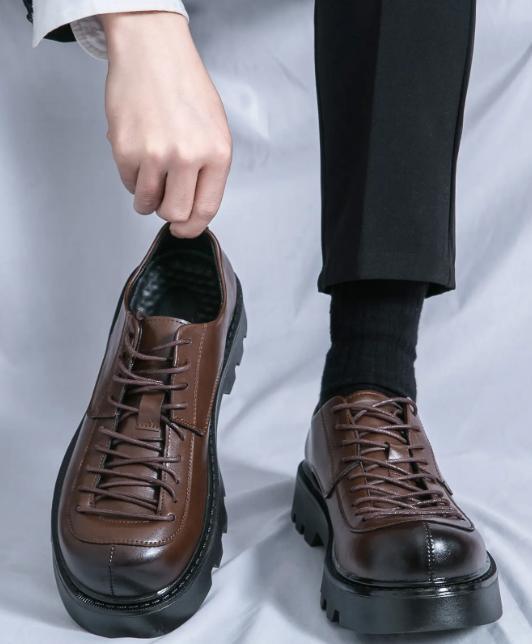 SAOLA Scarpe stringate uomo British punta tonda plateau eleganti business casual moda nuove