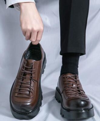 Mens British Round Toe Platform Dress Business Casual Fashion Lace Up Shoes New