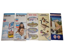 5 Vintage Gas Station Road Maps CHEVRON United States Colorado Los Angeles NY