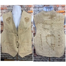 Texco Leather Suede Vintage Vest Nevada Red Rock Patterns Wotm Dis 33 Xxl 44