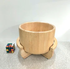 DANSK LARGE  Blonde White Teak wood Salad Bowl and Stand