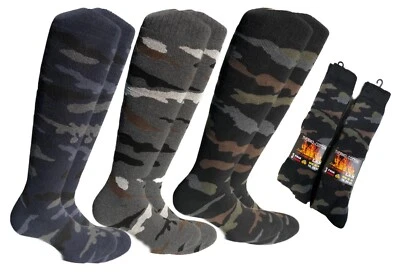 LUCCHETTI SOCKS MILANO 6 Paia Calze Uomo Lunghe Termiche Invernali Pile Mimetico Lavoro Caccia Sci