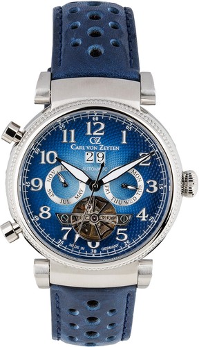 Carl von Zeyten CVZ0075BLS Ruhestein Automatic silver blue Leather Men's Watch - 第 1/6 張圖片