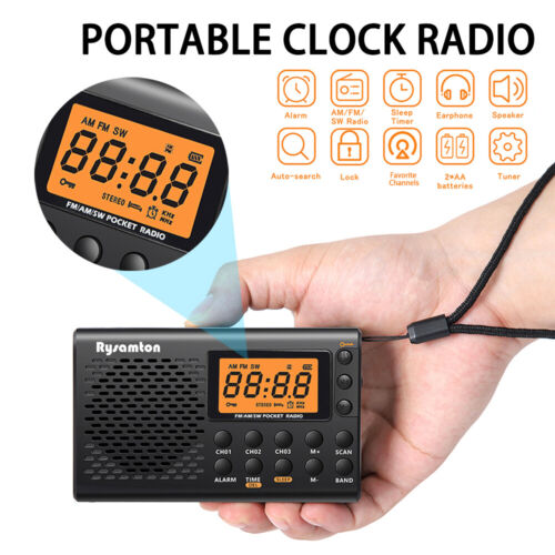 Portable FM/AM/SW Radio Digital LCD Screen Clear Loud Speaker Player + Lanyard - Picture 1 of 12