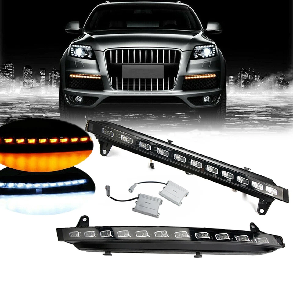 Paar LED DRL Tagfahrlicht Flackern Blinker Nebel Lampe für Audi Q7 2007-2009 - Bild 2 von 4