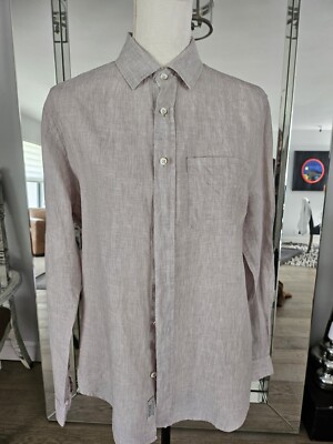 Heritage Luxury Linen Long Sleeve Shirt Sand/Beige/Tan Sz M $168 Retail