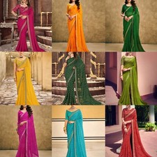 Striped, Embellished Bandhani Georgette Saree