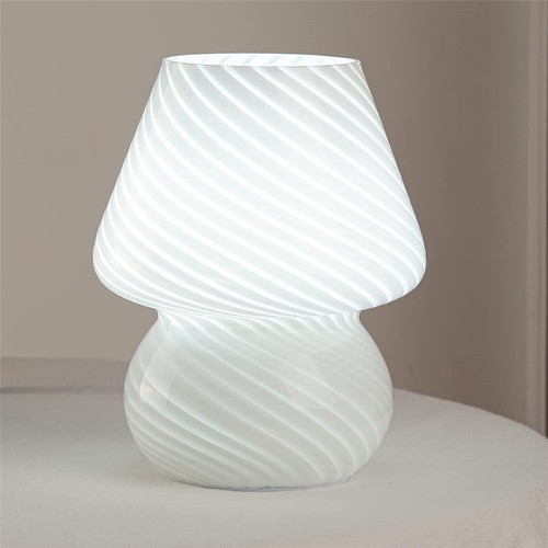 Mushroom Lamp Glass Table Bedside Striped Translucent Murano Vintage Style Light - Picture 2 of 9