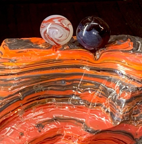 😎“Oxblood” Akro Oxblood Brick & Swirl Marbles NM+.61 & .68 Matching Cullet🩸
