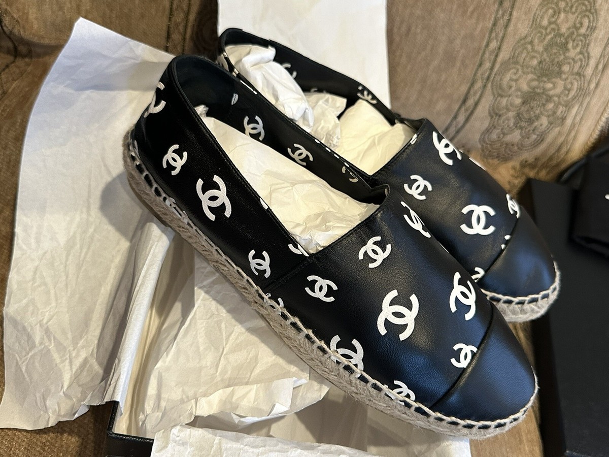 100% Authentic Chanel Black X White Leather CC All Over Icon