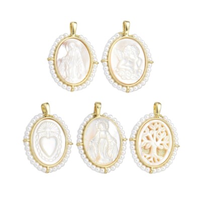 Multipurpose Virgin Marys Necklace With Mother of Pearls and Micro Inlay