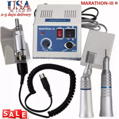 Dental Lab MARATHON-III Electric Micromotor +Contra Angle Straight Handpiece N3