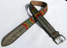 AMERICAN NATIVE CROW TRIBE SINEW SEWN HAND BEADED BELT~NEW OLD STOCK c. 1910-30