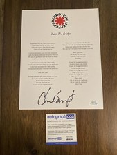 Chad Smith Red Hot Chili Peppers ‘Under The Bridge’ Lyric Sheet Drummer ACOA