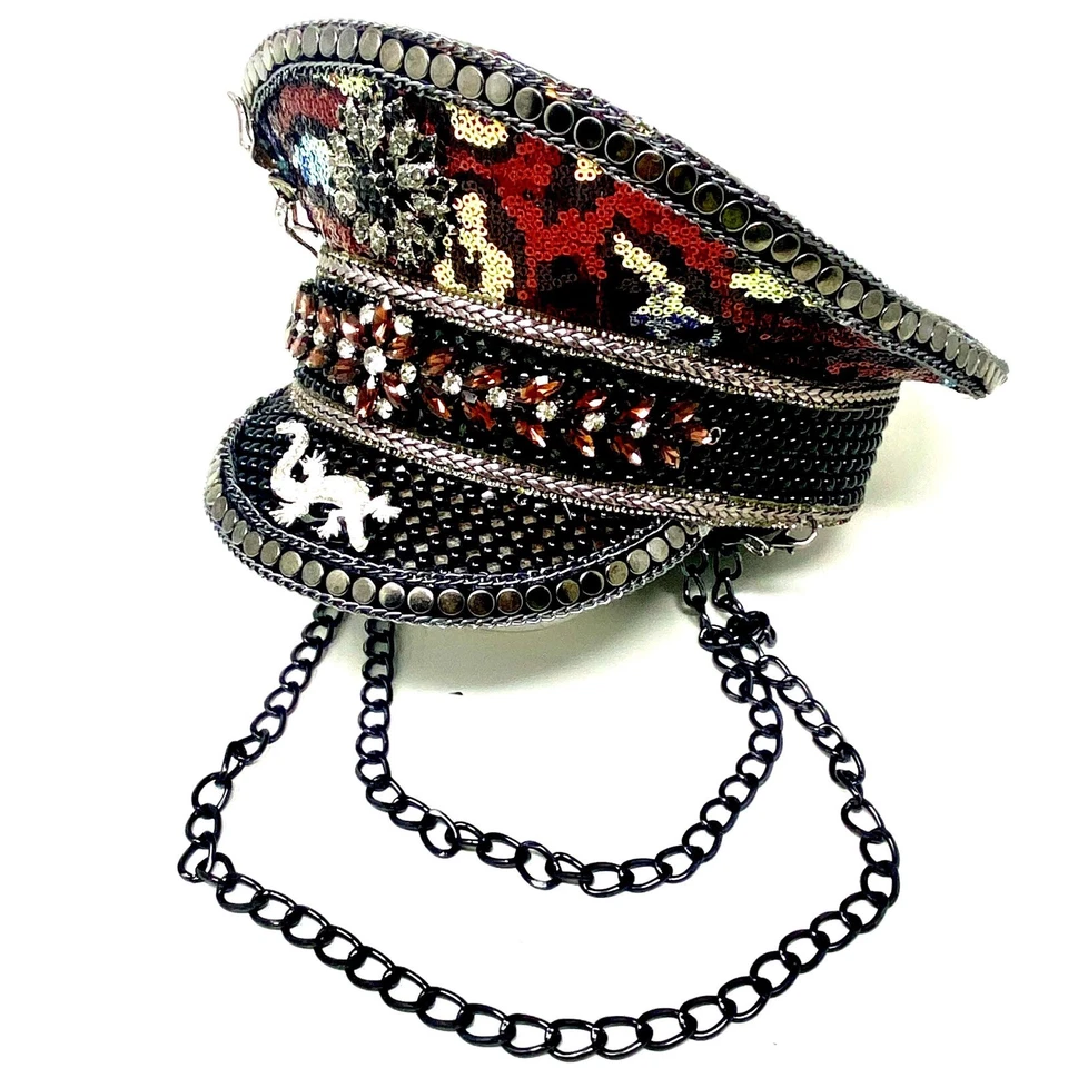 Стимпанк RAVE капитан стиль роскошь женщин девочка со стразами блестки шляпа - Изображение 3 из 4