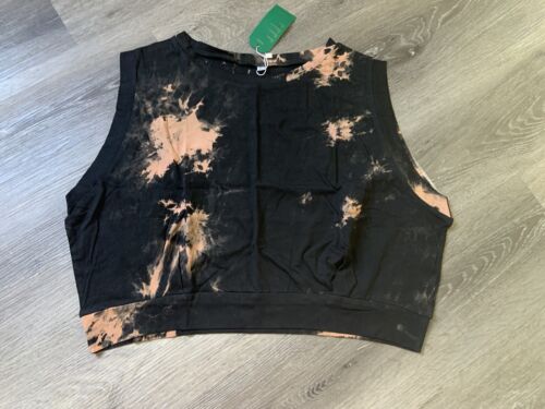 Women's Casual Sleeveless Bleached Cropped Top Crewneck Tank Top Shirt Xl