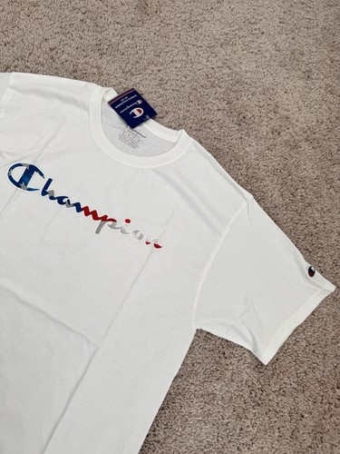 NWT Champion Mens Classic Logo Jersey Tee T-Shirt Short Sleeve White M - Picture 3 of 5