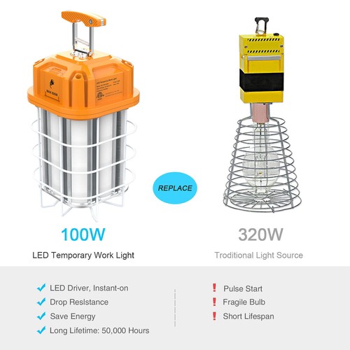 2Pack LED Temporary Work Light 100W Linkable Construction Building Highbay Light - Picture 2 of 10