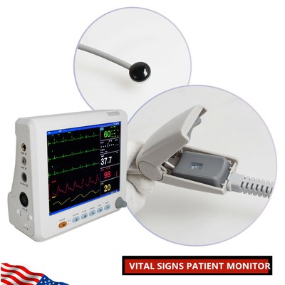 Medical Cardiac Patient Monitor ECG NIBP RESP PR Spo2 TEMP Monitor Equipment USA