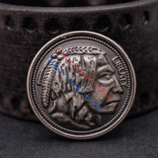 10pc 34mm Retro Silver Buffalo Nickel Indian Head Screw Back Leathercraft Concho