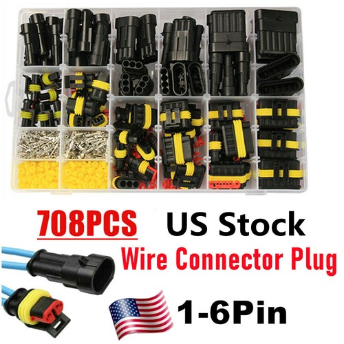 240/708PCS 1-6Pin Waterproof Seal Electrical Wire Connectors Automotive Plug Kit - Picture 13 of 14