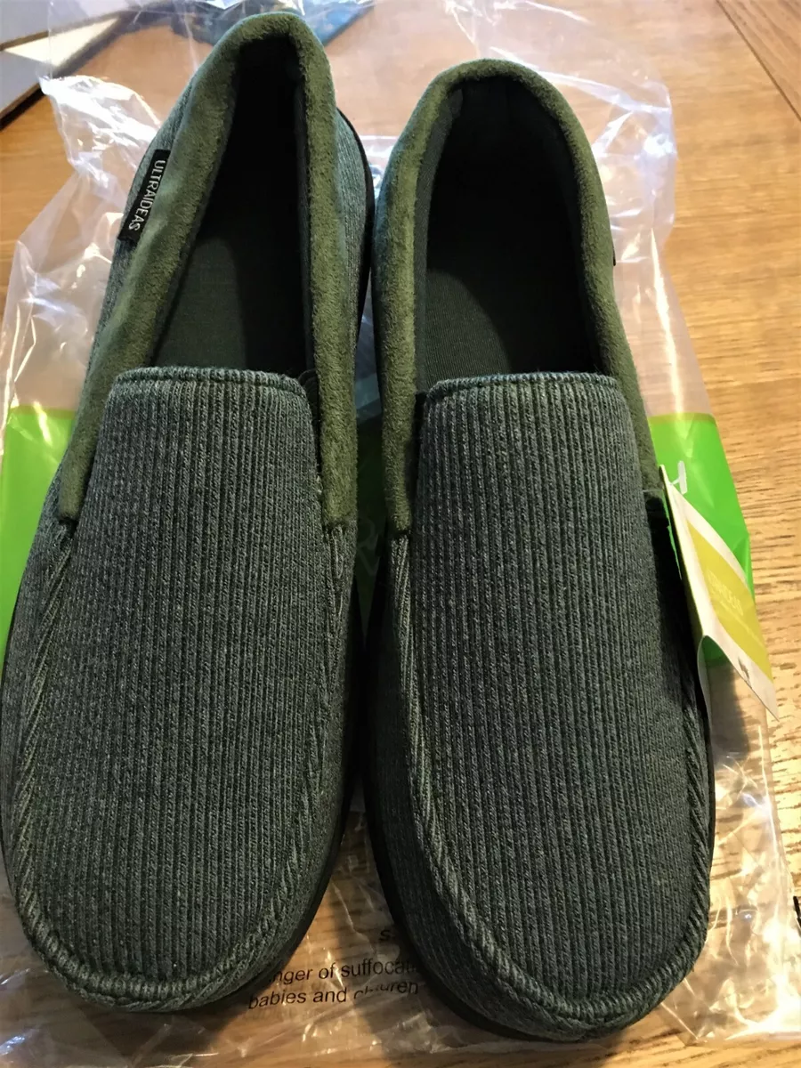 NEW Ultraideas mens slippers size 8 with memory foam sage green