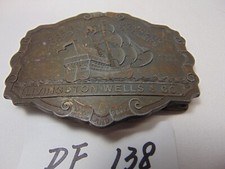 LIVINGSTON WELLS  CO. FOREIGN GOLD  DOMESTIC DEALERS BELT BUCKLE VINTAGE