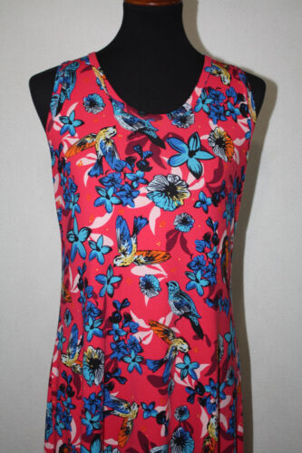 Lularoe Damen Gr. L rot Dani Tank Maxikleid blau Vögel und Blumen hergestellt in den USA - Bild 2 von 6