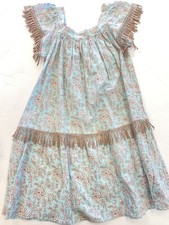Eberjey Mini Girls Dress Coverup Blue Print Fringe Size 4