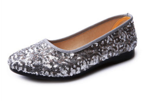 Moulettes pour femmes orteils ronds brillants mocassins paillettes chaussures de marche taille - Photo 1/12