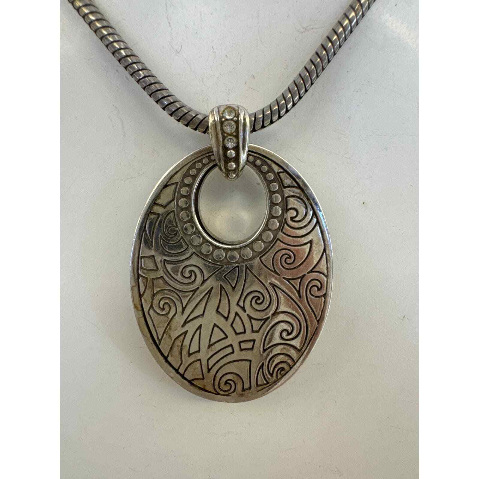 Brighton Silver Circular Pendant Statement Neckla… - image 3