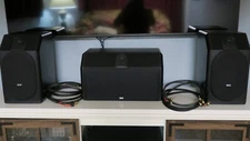B&W bookshelve speaker CDM1 and CDM center channel speaker w/ bi-wire cable