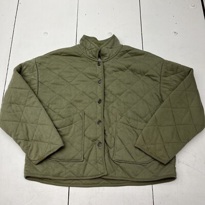 Kenzie Jeans Green Quilted Snap Button Jacket Coat Women s Size M