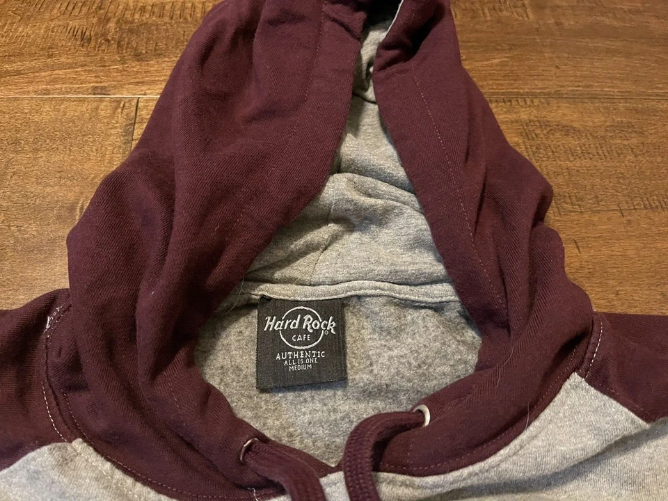 Sudadera con Capucha Pullover Hard Rock Café Montenegro Granate/Gris - Para Hombre Mediana Foto 4 de 4