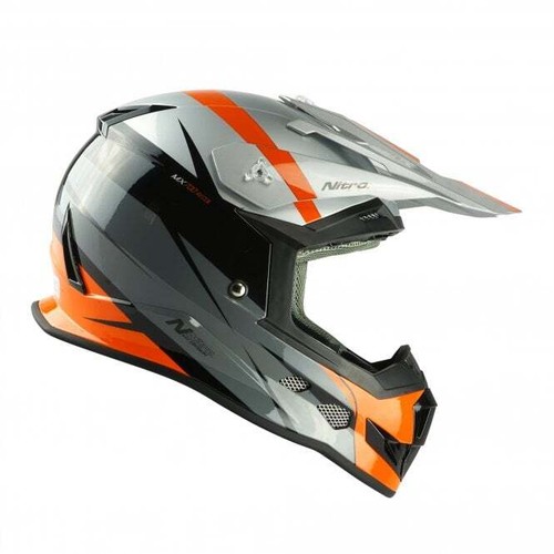 Nitro MX700 Recoil MX Off Road Motocross Motorbike Helmet Black Orange Silver - Picture 2 of 3