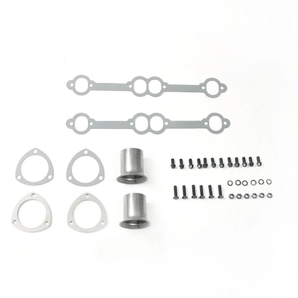 PARA CHEVY CORVETTE 1963-1974 RECUBIERTO NEGRO 1-5/8 LONGITUD MEDIA CABEZALES BLOQUE PEQUEÑO Foto 3 de 3