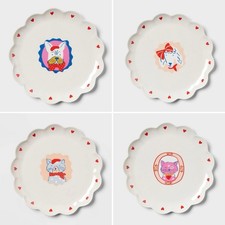 Set of 4 Pillowfort Target Valentine Plates Melamine Dogs Cats NWT